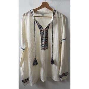 Sundance gisele geo linen top women's size large